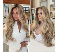 Mscathy Parrucche ebraiche 220% densità balayage evidenziare biondo cenere parrucche frontali in pizzo onda corpo ombre capelli umani 13x4 UHD parrucche frontali in pizzo trasparente con capelli