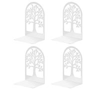 MSDADA 2 Paia Fermalibri per Mensole, Reggi Libri per Libreria, Porta Libri in Metallo, Ferma Libri da Scaffale, Ufficio in Reggilibri, Fermalibri Design per Casa, Biblioteca, Scuola(Bianco)