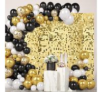MSDADA 36 Pezzi Pannello Decorativo Parete Oro Chiaro, Fondale a Paillettes per Gender Reveal, Battesimo, Festa a Tema 30x30 cm/pz