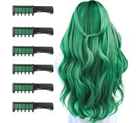 MSDADA Capelli Gesso Pettine per Ragazze e Bambini,6 Pezzi Gessetti per Capelli Temporanei Gesso Regalo di Compleanno per Bambini Età 5 6 7 8 9 10 Lavabile Tintura per Party, Natale e Cosplay(Verde)