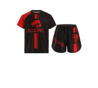 MSemis Abbigliamento Boxe Sanda per Bambini e Ragazzi Abbigliamento Muay Thai Arti Marziali Completo Sportivo da Allenamento Pugile Kickboxing MMA Maglia Pantaloncini