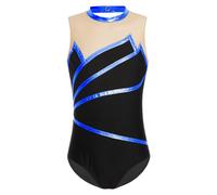 MSemis Bambina Body da Ginnastica Artistica Senza Maniche Canotta Body da Danza Classica Ballerina Moderna Lucida Costumi di Danza Samba Rumba Salsa Jazz Dancewear Blu reale 13-14 anni