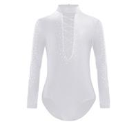 MSemis Bambino Camicia da Ballo Latino Americano Ragazzo Body da Danza Classica Ginnastica Artistica Costume da Danza Standard Samba Rumba Salsa Sala da Ballo Bianco 11-12 anni