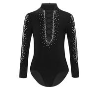 MSemis Bambino Camicia da Ballo Latino Americano Ragazzo Body da Danza Classica Ginnastica Artistica Costume da Danza Standard Samba Rumba Salsa Sala da Ballo Nero 13-14 anni