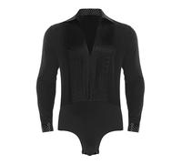 MSemis Body da Uomo Ballo Latino Tango Moderno Manica Lunga Balletto Leotard Body Danza Classica Samba Salsa Jazz Jumpsuit Sportiva Tuta Intera da Pattinaggio Artistico Nero S