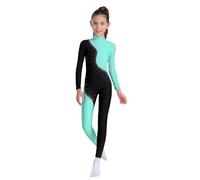 MSemis Body Ginnastica Artistica Bambina Manica Lunga Balletto Leotards Tuta Intera da Pattinaggio Artistico Body Danza Classica Jumpsuit da Allenamento Dancewear Verde chiaro 11-12 anni