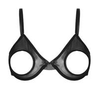 MSemis Brassière in Pizzo Donna Reggiseno Aperto Spalline Regolabili Underwear Push Up Bra Sexy Bralette a Triangolo Hot per Sesso Camisole Erotico Babydoll Latex Lingerie Nero A S
