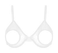 MSemis Brassière in Pizzo Donna Reggiseno Aperto Spalline Regolabili Underwear Push Up Bra Sexy Bralette a Triangolo Hot per Sesso Camisole Erotico Babydoll Latex Lingerie Bianco A S