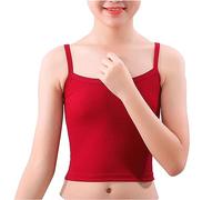 MSemis Canotta da Danza Moderna Jazz Bambina Ragazza Canottiera da Ginnastica Crop Top da Allenamento Corsa Running Camisole Top Sportivo Danza Canotta Intima Sportswear Rosso 8-10 Anni