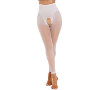 MSemis Collant Donna Semi Opachi Trasparenti Calze Autreggenti con/Senza Cavalla Leggings Sexy Hot per Sesso Stocking Aperto Pantyhose Pantaloni Skinny Babydoll Lingerie Bianco A Taglia Unica