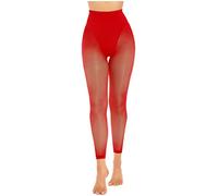 MSemis Collant Donna Semi Opachi Trasparenti Calze Autreggenti con/Senza Cavalla Leggings Sexy Hot per Sesso Stocking Aperto Pantyhose Pantaloni Skinny Babydoll Lingerie Rosso B Taglia Unica