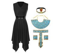 MSemis Costume Cleopatra Regina Egizia Sovrana Egiziana Donna Costume Regina Egiziana del Nilo Costume Imperatrice Faraone Costume da Dea Greca Romana Halloween Carnevale C Nero XXL