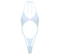 MSemis Costume da Bagno Un Pezzo Monokini Sexy Hot Micro Bikini Curvy Costume Intero Estivo Tinta Unita Tankini Bikini Brasiliana Perizoma Costume Mare Monokini Rave A Blu Cielo Taglia Unica