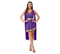 MSemis Costume da Dea Greca per Donna per Feste a Tema Carnevale Halloween Abito Toga da Dio Greco Romano Antico Vestito Regina Egiziana con Paillettes Costume Atena Viola XXL