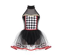 MSemis Costume da Pagliaccio Vintage da Circo Bambina Ringmaster Costume Domatrice Circo Abito Tutù in Tulle Leotard Vestito da Balletto Costume Halloween Carnevale Natale Nero 13-14 anni