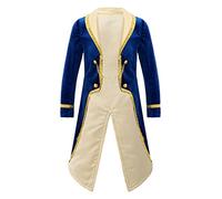 MSemis Costume da Principe La Bella e la Bestia Carnevale Costume Blazer Elegante Azzurro Abito da Cerimonia Cappotto Bambino Invernale Smoking Giacca da Sposa Festa Blu B 9-10 Anni