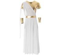 MSemis Costume di Carnevale Halloween Uomo Costume da Toga Antico Dio Greco Romano Tutina Vestaglia Costume Zeus Costume da Imperatore Gladiatore Abito Travestimento Bianco L