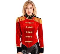 MSemis Costume Domatrice Circo Donna Blazer Showman Costumi Maestro di Circo Costume da Festa di Halloween Carnevale Natale Capotto Natalizio Presentatore Abito da Teatro Rosso A S