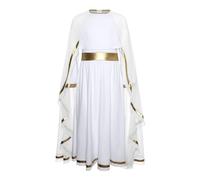 MSemis Costume Santa Maria Bambina Vestito Vergine Maria Rappresentazione della Natività Abito Natalizio Vestito Tradizionale Costume Carnevale Festa di Halloween Natale Bianco 9-10 anni