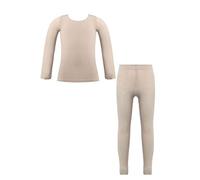 MSemis Costumi di Danza Bambina in Velluto Maglia a Manica Lunga con Collant Elastico Calzamaglia Leggings da Ballo Tuta da Balletto Danza Classica Tuta da Ginnastica Nudo 7-8 anni