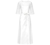MSemis Donna Vestito Damigella Abito Elegante da Vestiti Eleganti Cerimonia | Con Cerniera Posteriore,Maniche In Pizzo Svasate Spacco,Tinta Unita,Nozze Della Sposa,Cerimonia Chiesa,Di Laurea,Cena