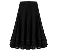MSemis Gonna Flamenco Bambina Ragazza Gonne da Danza Moderna Ballo Latino Elastico in Vita Vestito da Ballo da Sala Samba Rumba Salsa Gonne Swing Dancewear Performance Nero 13-14 Anni