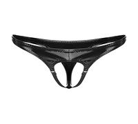 MSemis Jockstrap Uomo Sospensorio Intimo Pelle Verniciata Wetlook Perizoma Mutande Sospensorio Uomo Tanga String Thong Sport G-String Traspirante Slip Aperto a Vita Bassa Nero M