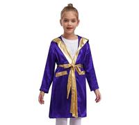 MSemis Mantello da Boxe a Maniche Lunghe Bambini Ragazzi Costume Muay Thai Combattimento Kickboxing MMA Vestaglia da Boxe Allenamento Martial Arts con Cappuccio Sportswear Viola 7-8 anni