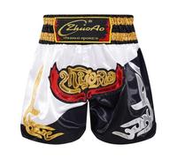 MSemis Pantaloncino da Boxe Bambino Ragazzo Pantaloncini da Combattimento MMA Kickboxing Pantaloni Corti di Arti Marziali Boxing Trunk Grappling Arti Marziali Shorts Bianco&Nero 7-8 Anni