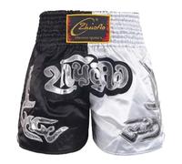 MSemis Pantaloncino da Boxe Bambino Ragazzo Pantaloncini da Combattimento MMA Kickboxing Pantaloni Corti di Arti Marziali Boxing Trunk Grappling Arti Marziali Shorts Nero&Bianco 5-6 Anni