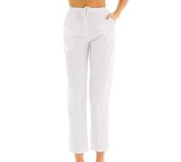 MSemis Pantalone Sanitario Donna Bianco Vita Elastica Pantalone da Lavoro Laboratorio Cotone Pantalone Ospedale Medico Infermiere Pulizia Veterinario Estetista Dentista Bianco XXL