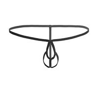 MSemis Perizoma Aperto da Uomo Sexy Hot Lingerie G-String O-Ring in Metallo Bikini String Tanga Mutande T-Back Intimo Thong Slip Underwear Trasparente Elastico Erotico Nero B XL
