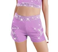 MSemis Ragazze Pantaloncini Sportivi da Danza Moderna Jazz Bambina Culotte Shorts per Ginnastica Artistica Leggings Corti da Allenamento Calzoncini Dancewear Sportswear Viola Chiaro 9-10 Anni