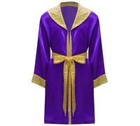 MSemis Ragazzi Costume da Boxe Muay Thai Bambini Mantello da Boxe con Cappuccio Costume da Allenamento da Pugile MMA Kickboxing Martial Arts Grappling Viola A 5-6 anni