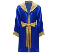 MSemis Ragazzi Costume da Boxe Muay Thai Bambini Mantello da Boxe con Cappuccio Costume da Allenamento da Pugile MMA Kickboxing Martial Arts Grappling Blu A 5-6 anni