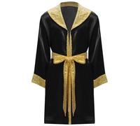 MSemis Ragazzi Costume da Boxe Muay Thai Bambini Mantello da Boxe con Cappuccio Costume da Allenamento da Pugile MMA Kickboxing Martial Arts Grappling Nero A 5-6 anni