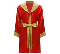 MSemis Ragazzi Costume da Boxe Muay Thai Bambini Mantello da Boxe con Cappuccio Costume da Allenamento da Pugile MMA Kickboxing Martial Arts Grappling Borgogna A 5-6 anni