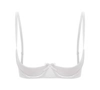 MSemis Reggiseno Donna Aperto Davanti Hot Reggiseno Balconcino Bra Bralette Push Up Reggiseno in Raso Babydoll Lingerie Erotico Biancheria Intima Bra Lingerie Sleepwear Bianco XXL