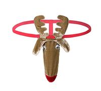 MSemis Tanga Uomo Natalizio Divertente Mutande Thongs T- Back di Renna G-String Bikini Biancheria Intima Maschili Hot Underwear Costume di Natale Cosplay Slip Sospensorio Marrone A Taglia Unica