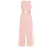 MSemis Tuta Bambina Eleganti da Cerimonia Chiffon Pantaloni Larghi Gamba Larga Ragazza Estate Monopezzi Tutine Jumpsuit Sera Cerimonia Festa Abito Tinta Unita Vacanza Rosa F 13-14 anni