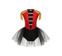 MSemis Vestito Danza Bambina Costume Domatrice Circo Abito da Presentatore del Circo Vestito da Pattinaggio Artistico Tutu Ballerina Costume di Carnevale Halloween Natale Rosso 5-6 Anni