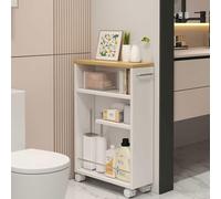 MSFE Carrellino Salvaspazio a 3 Ripiani, Carrellino Bagno Slim con Ruote, Carrello Cucina Salvaspazio con Maniglia, Pratico Carrello Portaoggetti, per Piccoli Spazi, Cucina, Bagno, Soggiorno