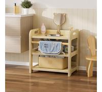 MSFE Lavabo Montessori,Mini Lavabo per Bambini in Legno con Specchio Orsetto,Timer a Clessidra,Asciugamano e Sacchetto di Stoccaggio in Feltro,Promuove l'indipendenza Lgiene per Bagno,35 * 50 * 50CM