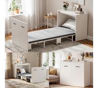 MSFE Letto a Scomparsa con Mobile,Letto Pieghevole con Materasso,Salvaspazio Mobile Letti a Scomparsa Singolo 85x190 cm,Letti da Parete Multifunzione 2 in 1, Capacità di Carico Fino a 650 Libbre