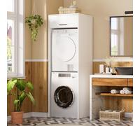 MSFE Mobile per Lavatrice e Asciugatrice,Mobile Lavatrice con Vano Portaoggetti,Kit Impilabile per Lavatrice e Asciugatrice,Armadietto per Lavatrice e Asciugatrice,200 * 65 * 65CM,Spedito in 2 Pacchi