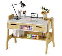MSFE Scrivania per Bambini Regolabile in Altezza e Inclinazione, Tavolo da disegno per bambini con 2 cassetti, 1 ripiano, 1 ripiano inferiore, Bellissimo Tavolo per studenti, 75,3 x 63 x 95 cm