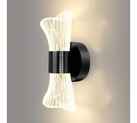 MSGIRVLZL Applique Murale Bou Créative, Applique Murale Moderne 10W-Led, Appliques Murales En Métal Doré/Noir Avec Abat-Jour De Plaque De Guide De Lumière En Acrylique, Lampe De Chevet Chambre Sim