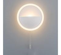 MSGIRVLZL Applique Murale Circulaire Pour Chambre À Coucher Avec Fonction De Réglage De La Luminosité À 3 Vitesses, Lampe De Lecture De Chevet À Led Moderne Avec Interrupteur À Tirette, Lumières D'Amb