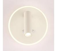 MSGIRVLZL Applique Murale De Chevet Ronde Avec Mini Lampe De Lecture, Applique Murale En Métal Ultra-Mince Avec Abat-Jour En Acrylique, Appliques Murales Led Modernes 10 W, Lampes Murales D'Éclairage
