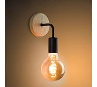 MSGIRVLZL Applique Murale En Bois Applique Murale Vintage Applique E27 110V 220V Lampe De Chevet Rétro Lampe Décor Industriel Salle À Manger Chambre Appliques Murales - Noir